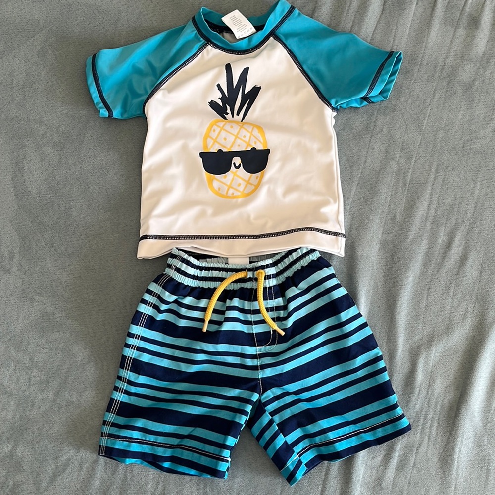 Gymboree Swim shirt and trunks 12-18mos